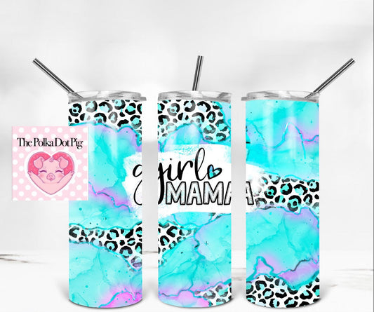 Blue and purple with leopard girl mama tumbler