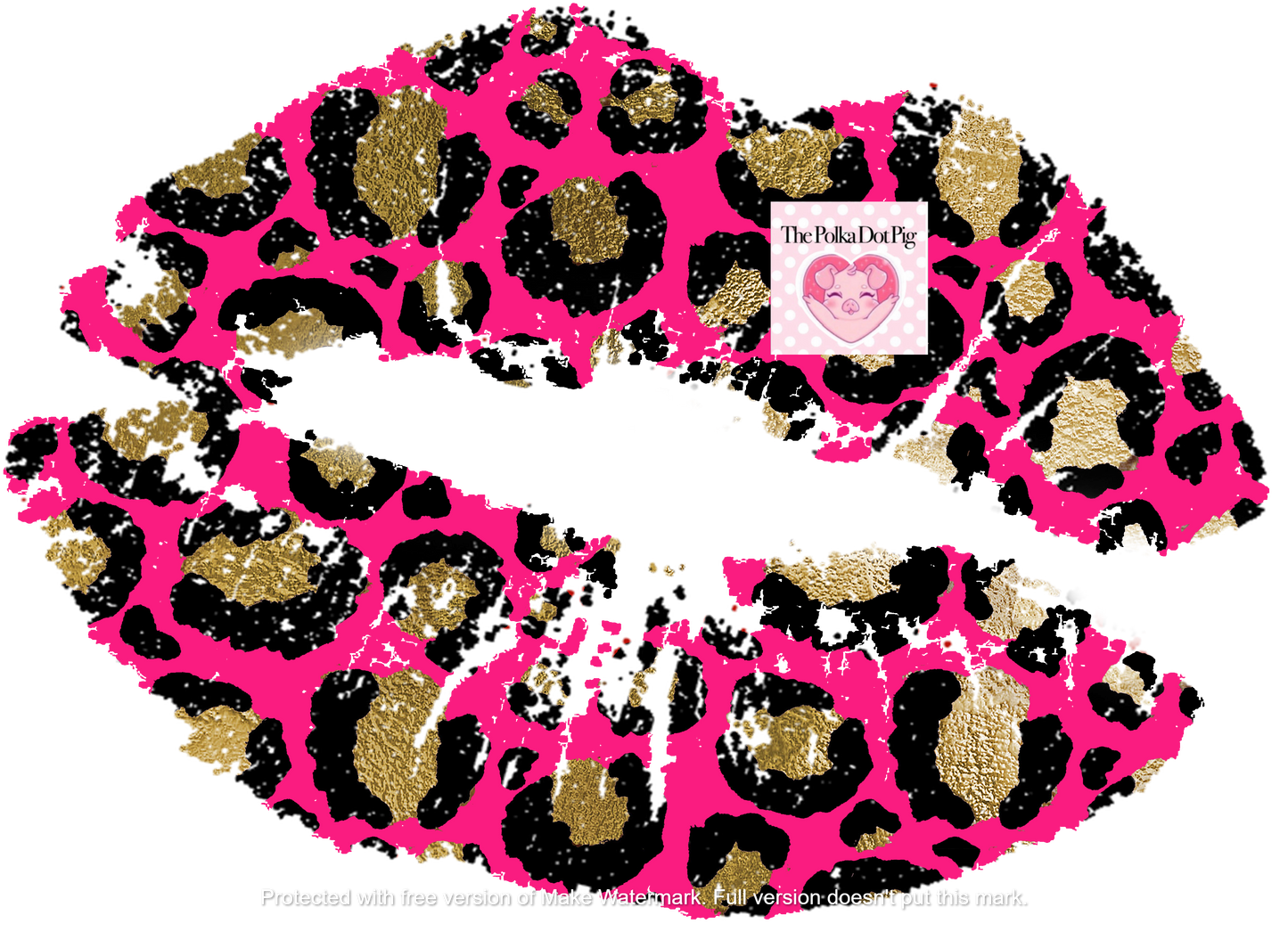 Pink Leopard Lips  DTF or Sublimation Transfer ONLY