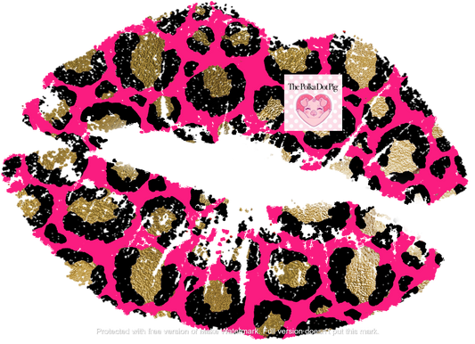 Pink Leopard Lips  DTF or Sublimation Transfer ONLY